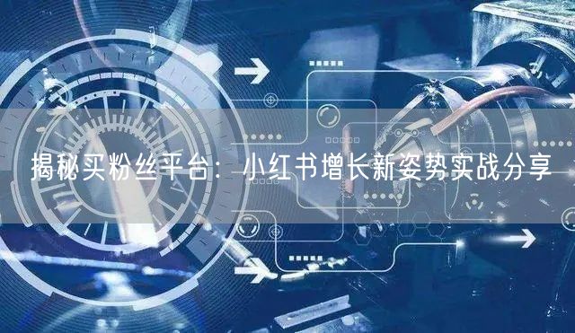 揭秘买粉丝平台：小红书增长新姿势实战分享