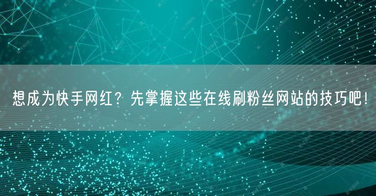 想成为快手网红？先掌握这些在线刷粉丝网站的技巧吧！