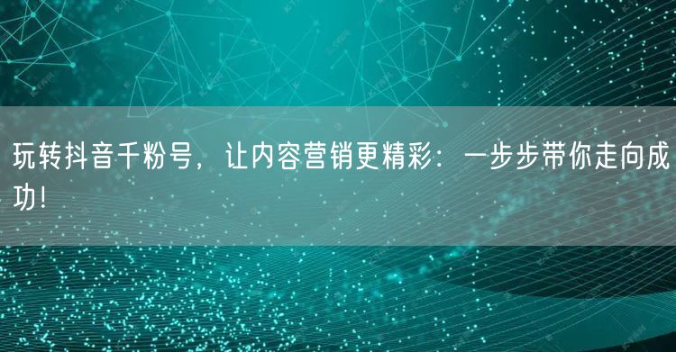 玩转抖音千粉号，让内容营销更精彩：一步步带你走向成功！