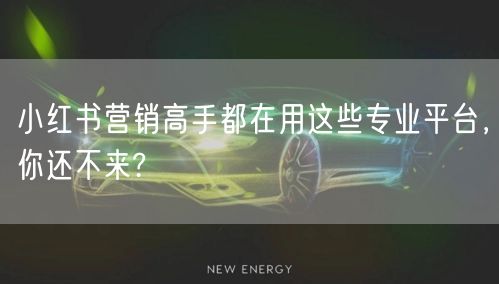 小红书营销高手都在用这些专业平台，你还不来?