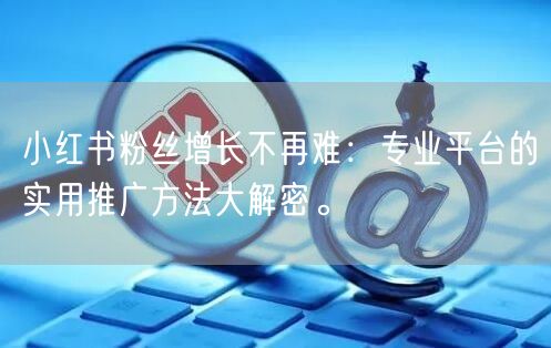 小红书粉丝增长不再难：专业平台的实用推广方法大解密。