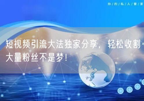 短视频引流大法独家分享，轻松收割大量粉丝不是梦！