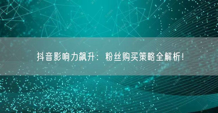 抖音影响力飙升：粉丝购买策略全解析！