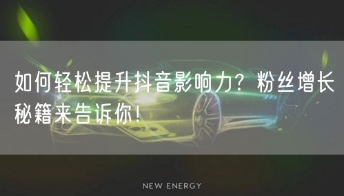 如何轻松提升抖音影响力？粉丝增长秘籍来告诉你！