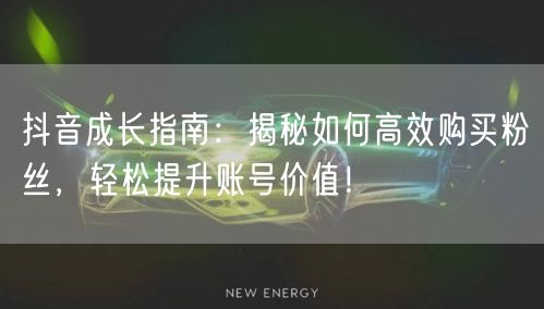 抖音成长指南：揭秘如何高效购买粉丝，轻松提升账号价值！