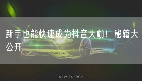 新手也能快速成为抖音大咖！秘籍大公开