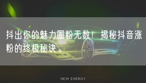抖出你的魅力圈粉无数！揭秘抖音涨粉的终极秘诀。