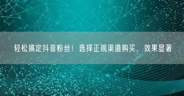 轻松搞定抖音粉丝！选择正规渠道购买，效果显著