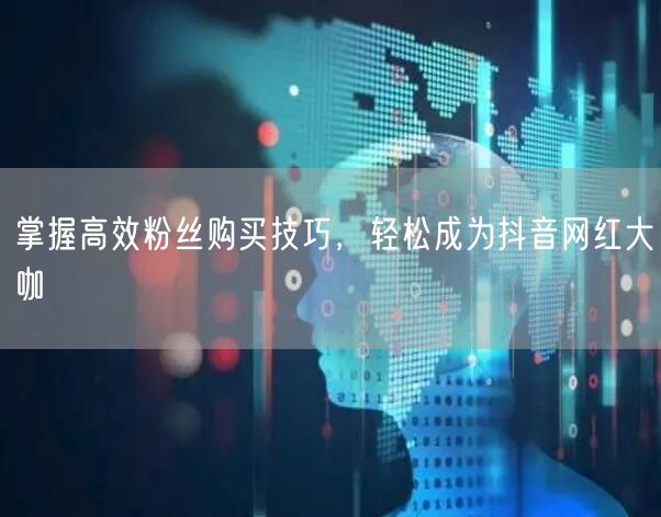 掌握高效粉丝购买技巧，轻松成为抖音网红大咖